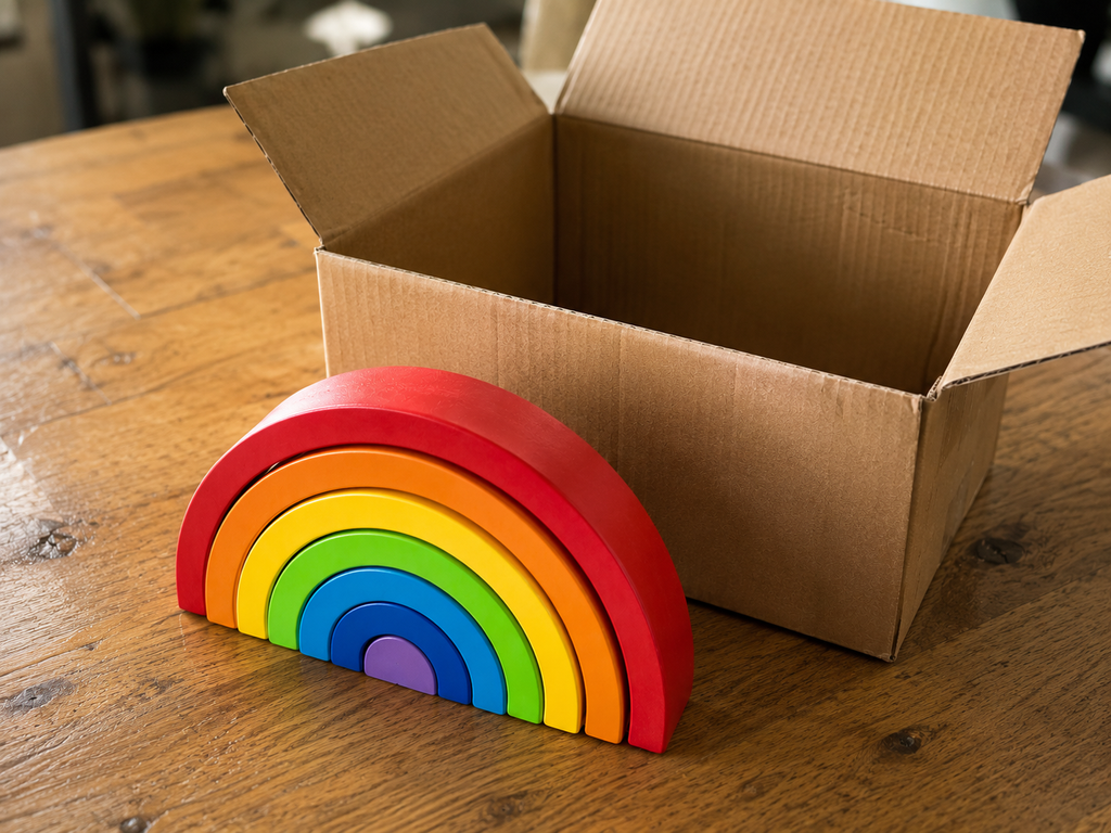 Arc‑en‑Ciel en Bois Montessori – Jouet Éducatif Bébé & Enfant