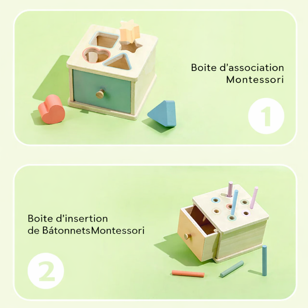 Jeu d’Association Montessori – Plateau Sensoriel et Motricité Fine pour Bébé