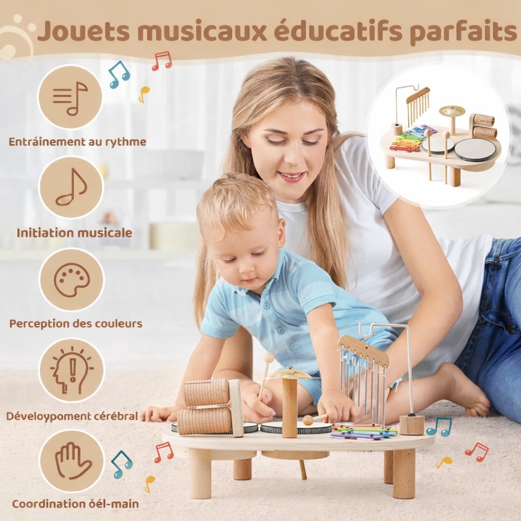 Montessori Xylophone en Bois pour Enfants – Jouet Musical Éducatif Bébé & Cadeau Naissance
