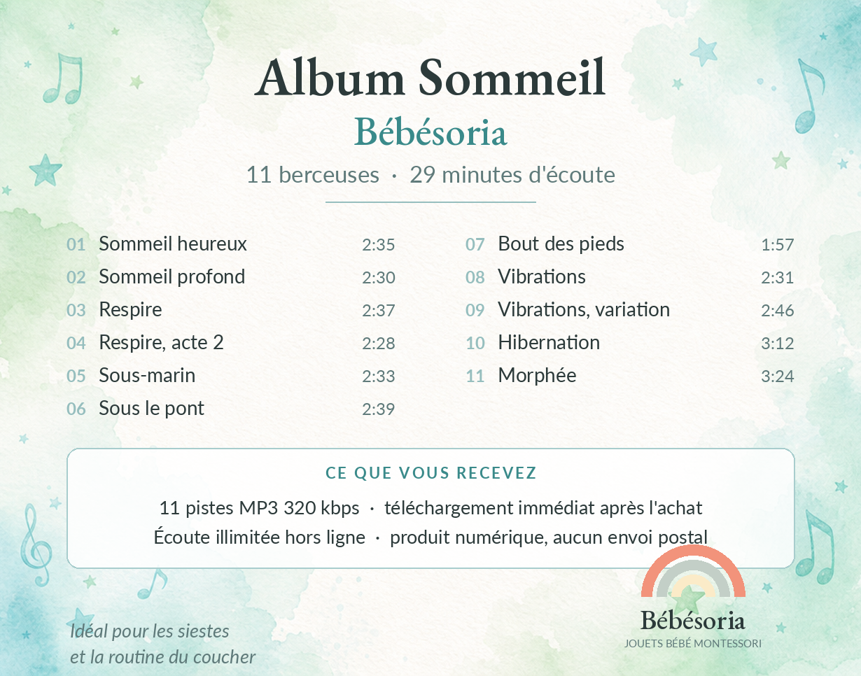 Album Sommeil — Bébésoria | 11 berceuses pour le coucher de bébé
