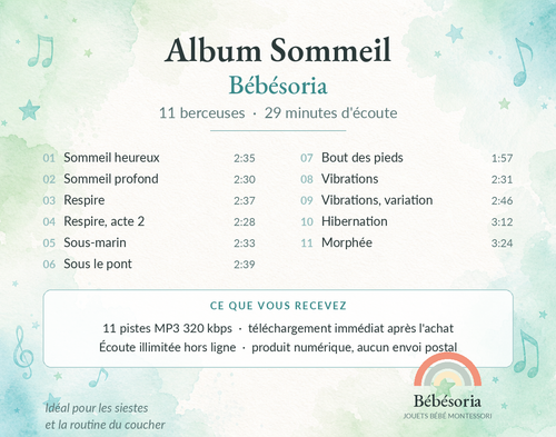 Album Sommeil — Bébésoria | 11 berceuses pour le coucher de bébé