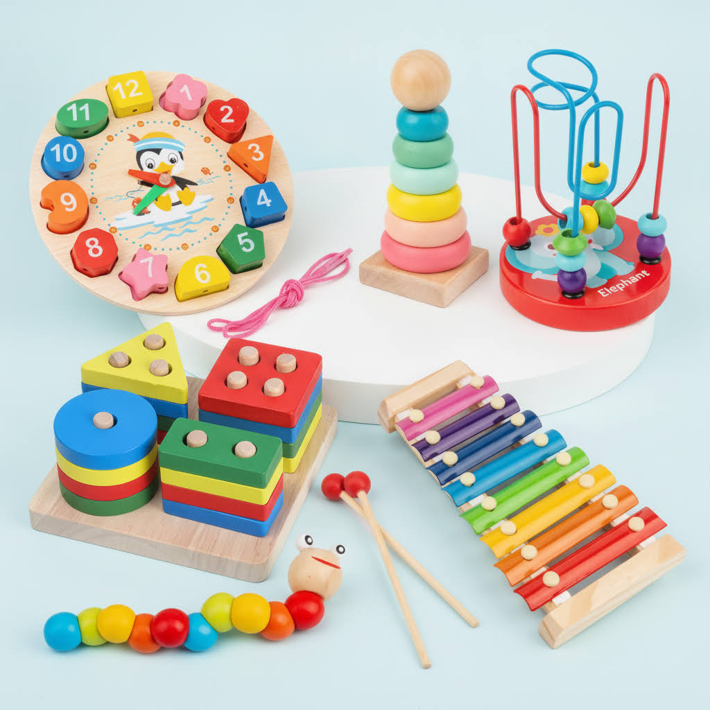 Jouets Montessori colorés — Jeux d’Éveil Éducatifs pour Enfants