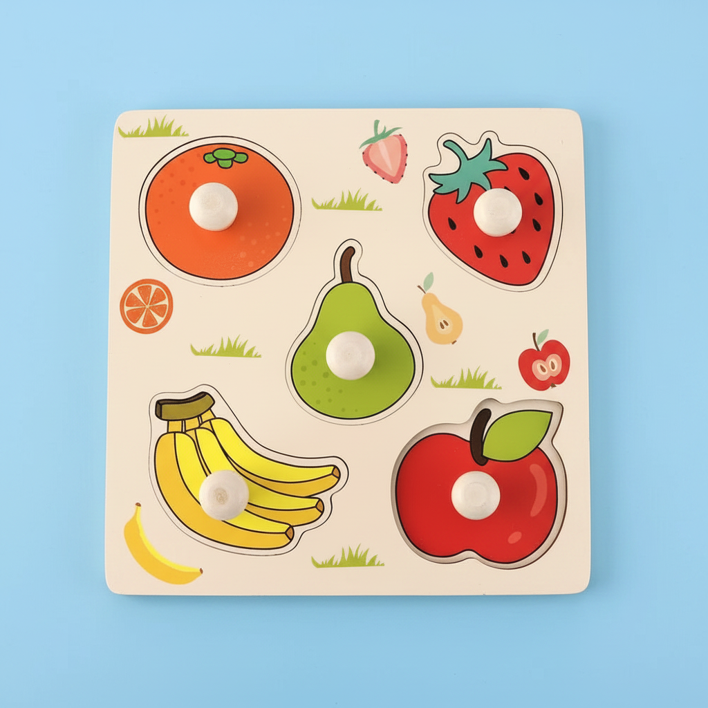 Puzzle Cognitif Fruits pour Enfants — Jouet Montessori d’Éveil & Développement de la Main